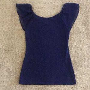 EXPRESS Navy flutter sleeve top, XS